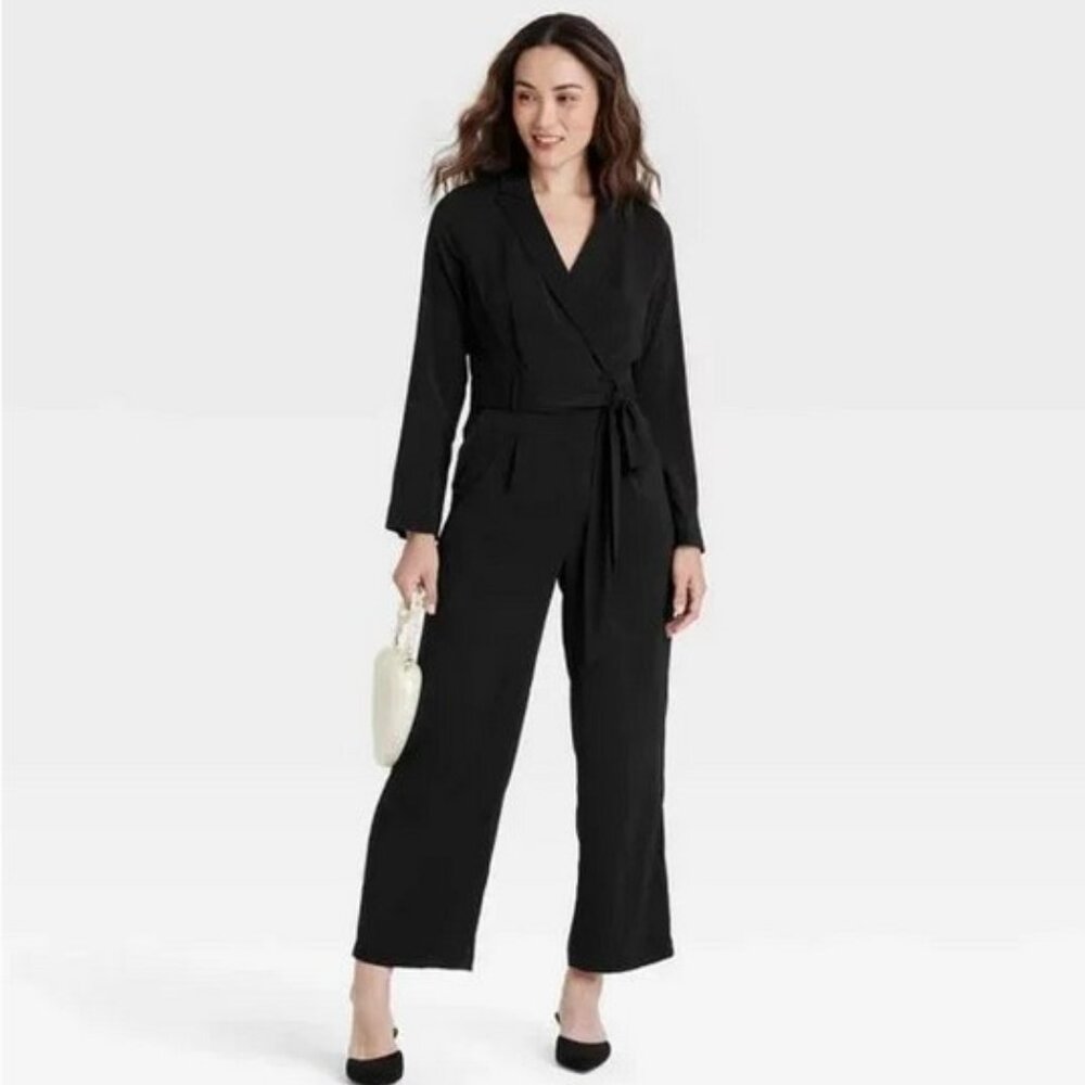 A New Day™ - Long Sleeve Wrap Front Jumpsuit